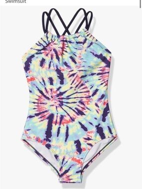 NWT Kanu Surf Girls Jasmine Beach Sport Halter One Piece Swimsuit 6X Tie-dyed